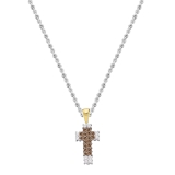 0.25 Carat (ctw) 14k Yellow Gold Round Diamond Ladies Religious Cross Pendant