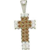 0.25 Carat (ctw) 14k White Gold Round Diamond Ladies Religious Cross Pendant
