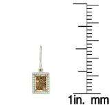 1.00 Carat (ctw) 14k White Gold Round & Princess Cut Brown & White Diamond Ladies Invisible Drop Earrings