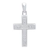 1/20 CT Sterling Silver Round White Diamond Ladies Religious Cross Pendant