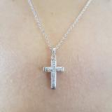 1/20 CT Sterling Silver Round White Diamond Ladies Religious Cross Pendant