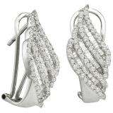 1.35 Carat (ctw) 14k White Gold Round & Baguette Cut White Diamond Ladies Fashion Earrings