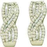 1.21 Carat (ctw) 14k White Gold Round & Baguette White Diamond Ladies Fashion Earrings