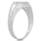 0.12 Carat (ctw) Sterling Silver Round White Diamond Men's Wedding Anniversary Band