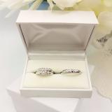 0.08 Carat (ctw) 10K White Gold Round Cut White Diamond Men & Women's Fashion Engagement Ring Trio Bridal Set