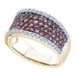 1.28 Carat (ctw) 14k Yellow Gold Round Brown & White Diamond Ladies Right Hand Fashion Band