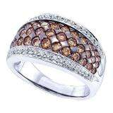 1.51 Carat (ctw) 14k White Gold Round White & Brown Diamond Ladies Right Hand Fashion Band