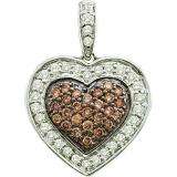 0.50 Carat (ctw) 14k White Gold Round Brown & White Diamond Ladies Heart Pendant
