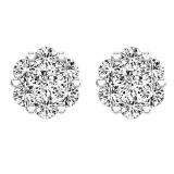 0.50 Carat (ctw) 10k White Gold Brilliant White Diamond Ladies Cluster Flower Stud Earrings