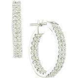1.00 Carat (ctw) 14k White Gold Round White Diamond Ladies Fashion Hoops Earrings