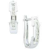 0.20 Carat (ctw) 14k White Gold Round Diamond Ladies Hoop Earrings