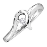 0.05 Carat (ctw) 10k White Gold Round Diamond Ladies Solitaire Bridal Promise Ring
