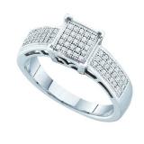 0.20 Carat (ctw) 10k White Gold Brilliant White Diamond Ladies Micro Pave Bridal Engagement Ring
