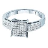 0.18 Carat (ctw) 10k White Gold Round White Diamond Ladies Micro Pave Engagement Ring