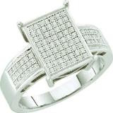 0.33 Carat (ctw) 10k White Gold Round White Diamond Ladies Micro Pave Engagement Ring
