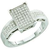 0.20 Carat (ctw) 10k White Gold Brilliant White Diamond Ladies Micro Pave Bridal Engagement Ring