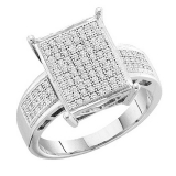 0.30 Carat (ctw) 10k White Gold Round White Diamond Ladies Micro Pave Bridal Engagement Ring