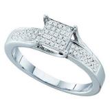 0.15 Carat (ctw) 10k White Gold Round White Diamond Ladies Micro Pave Bridal Engagement Ring