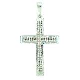 0.20 Carat (ctw) 10k White Gold Round Diamond Ladies Micro Pave Cross Pendant