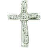 0.25 Carat (ctw) 10k White Gold Brilliant White Diamond Ladies Micro Pave Cross Pendant