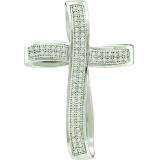 0.25 Carat (ctw) 10k White Gold Brilliant White Diamond Ladies Cross Pendant
