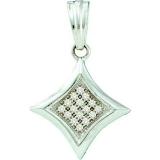 0.05 Carat (ctw) 10k White Gold Round White Diamond Ladies Micro Pave Kite Shape Pendant
