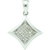 0.12 Carat (ctw) 10k White Gold Round Diamond Ladies Micro Pave Kite Shape Pendant