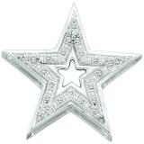 0.05 Carat (ctw) 10k White Gold Brilliant Round Diamond Ladies Micro Pave Star Pendant