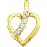 0.03 Carat (ctw) 10k Yellow Gold White Diamond Ladies Heart Pendant