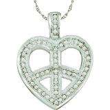 0.15 Carat (ctw) 10k White Gold Round Diamond Ladies Heart Pendant