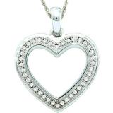0.10 Carat (ctw) 10k White Gold Brilliant White Diamond Ladies Heart Pendant