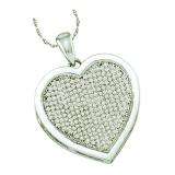 0.50 Carat (ctw) 10k White Gold Round White Diamond Ladies Micro Pave Heart Pendant
