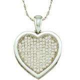 0.33 Carat (ctw) 10k White Gold Round White Diamond Ladies Micro Pave Heart Pendant