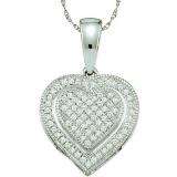 0.25 Carat (ctw) 10k White Gold Brilliant White Diamond Ladies Heart Pendant