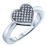 0.10 Carat (ctw) 10k White Gold Round Diamond Ladies Promise Heart Engagement Ring