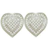 0.25 Carat (ctw) 10k White Gold Round White Diamond Ladies Micro Pave Heart Shape Earrings