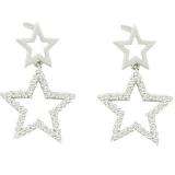0.25 Carat (ctw) 10k White Gold Brilliant White Diamond Ladies Micro Pave Star Shape Earrings