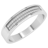 0.12 Carat (ctw) 10k White Gold Brilliant White Diamond Men's Hip Hop Micro Pave Wedding Band Ring