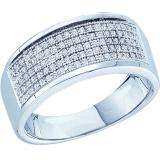 0.30 Carat (ctw) 10k White Gold Round White Diamond Men's Micro Pave Hip Hop Wedding Band