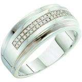 0.15 Carat (ctw) 10k White Gold Round Diamond Men's Hip Hop Anniversary Wedding Band