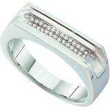 0.10 Carat (ctw) 10k White Gold Brilliant White Diamond Men's Hip Hop Micro Pave Band Ring
