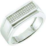 0.15 Carat (ctw) 10k White Gold Round White Diamond Men's Micro Pave Hip Hop Wedding Band