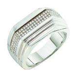 0.30 Carat (ctw) 10k White Gold Round White Diamond Men's Hip Hop Micro Pave Wedding Anniversary Band