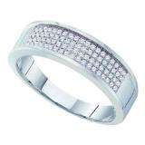 0.25 Carat (ctw) 10k White Gold Round White Diamond Men's Micro Pave Hip Hop Wedding Band