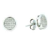 0.15 Carat (ctw) 10k White Gold Diamond Ladies Micro Pave Round Shape Earrings