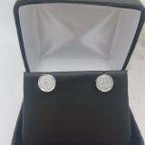 0.05 Carat (ctw) 10k White Gold Round Diamond Ladies Micro Pave Setting Circle Shape Stud Earrings