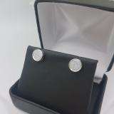 0.05 Carat (ctw) 10k White Gold Round Diamond Ladies Micro Pave Setting Circle Shape Stud Earrings