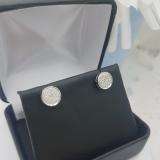 0.05 Carat (ctw) 10k White Gold Round Diamond Ladies Micro Pave Setting Circle Shape Stud Earrings
