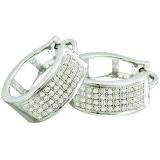 0.25 Carat (ctw) 10k White Gold Round Diamond Ladies Micro Pave Hoop Earrings