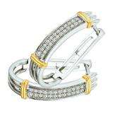 0.15 CT 10k White Gold Round Diamond Micro Pave Two Tone Earrings